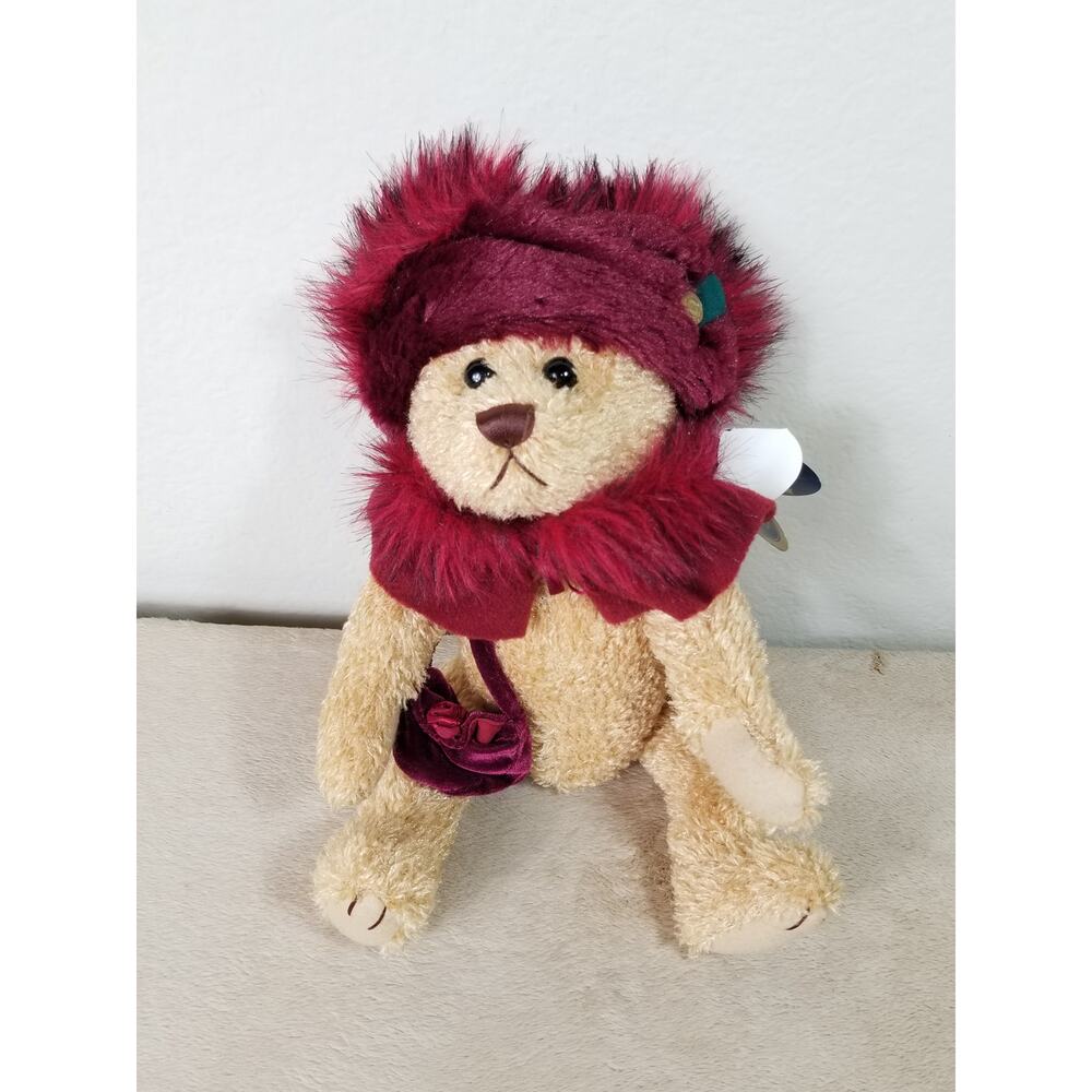 Ruby Brass Button Bears Teddy Bear 2004 Handcrafted 13" The Bear of Happiness